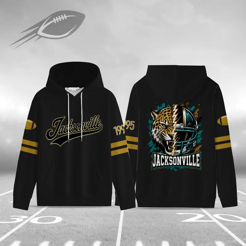 Unisex Football City Hoodie – Vintage Mascot Helmet Graphic Game Day Pullover Sweatshirt