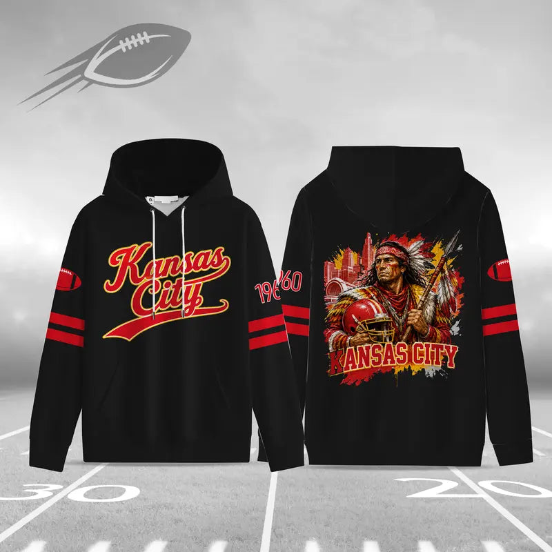 Unisex Football City Hoodie – Vintage Mascot Helmet Graphic Game Day Pullover Sweatshirt