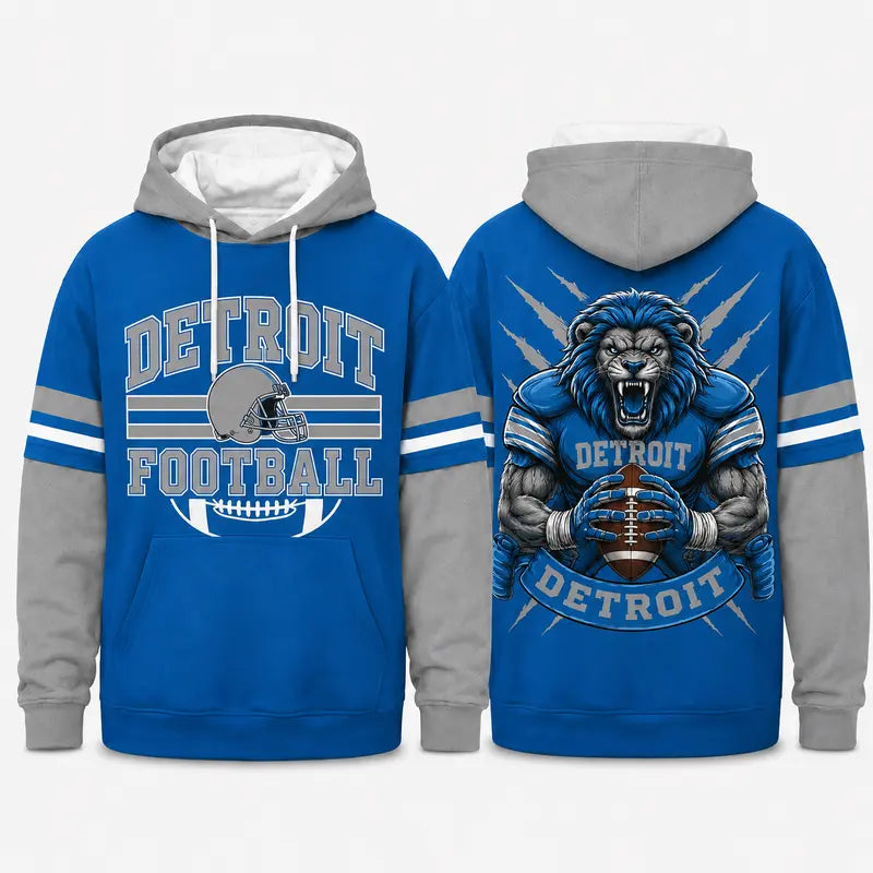 Retro Football Team Color Block Hoodie