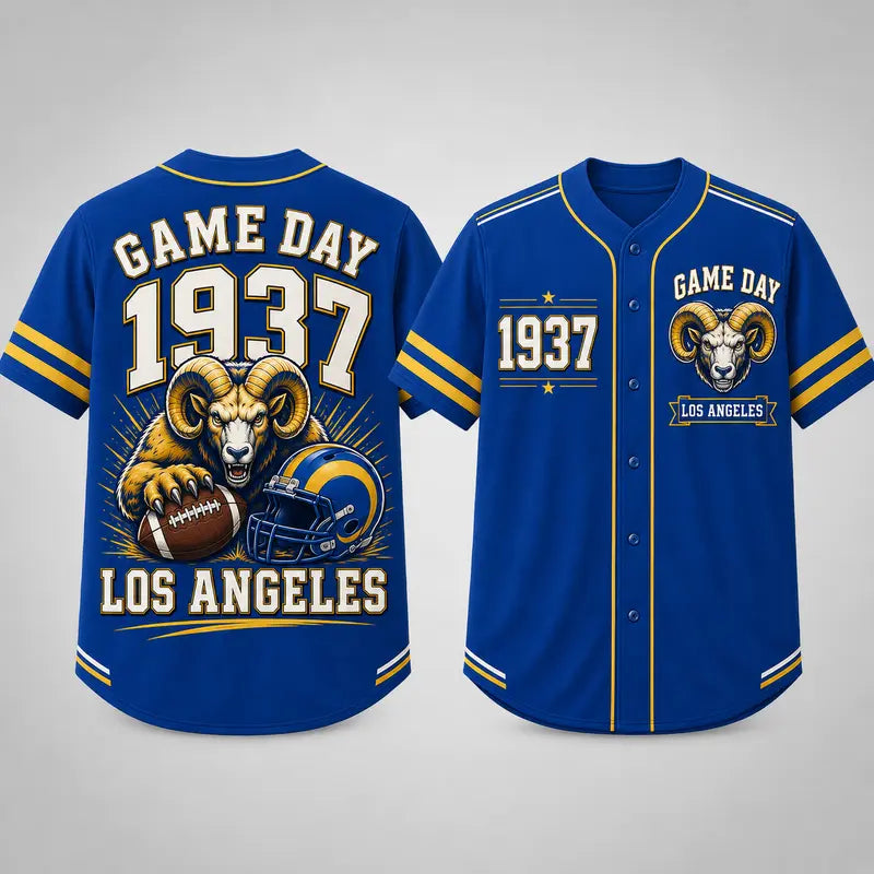 Men’s Retro Game Day Football Jersey – Short Sleeve Button Up Fan Shirt