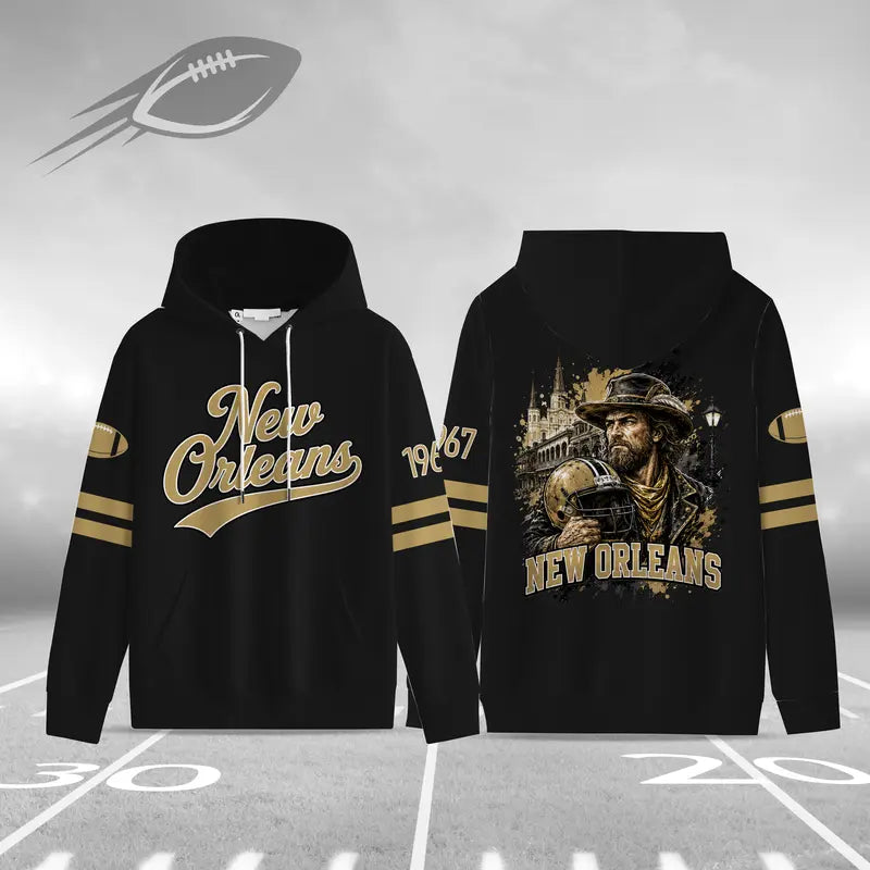 Unisex Football City Hoodie – Vintage Mascot Helmet Graphic Game Day Pullover Sweatshirt