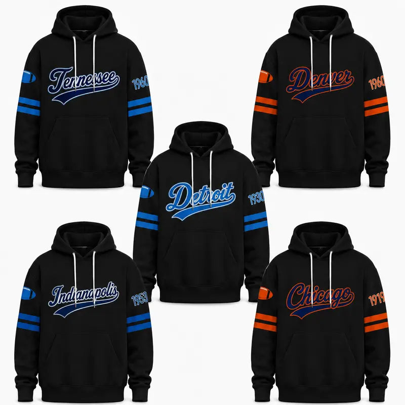 Unisex Football City Hoodie – Vintage Mascot Helmet Graphic Game Day Pullover Sweatshirt