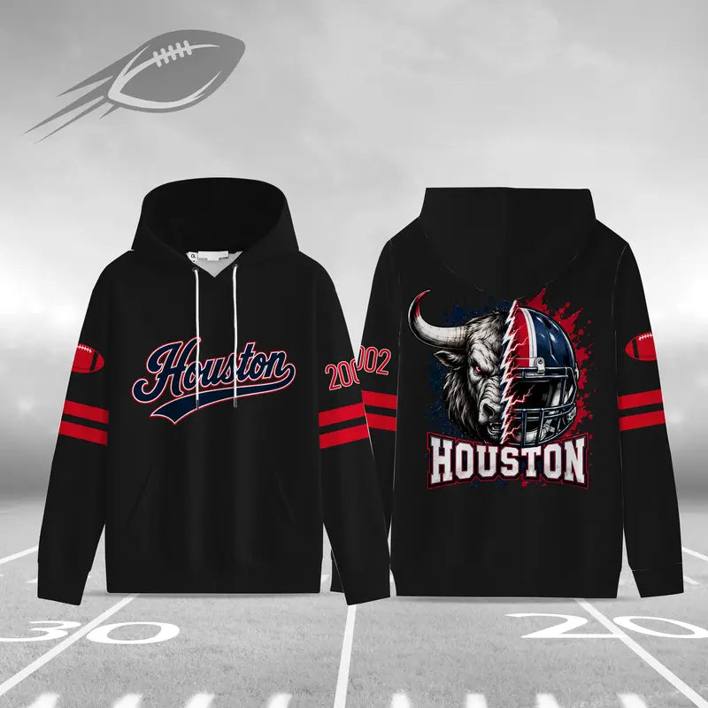 Unisex Football City Hoodie – Vintage Mascot Helmet Graphic Game Day Pullover Sweatshirt
