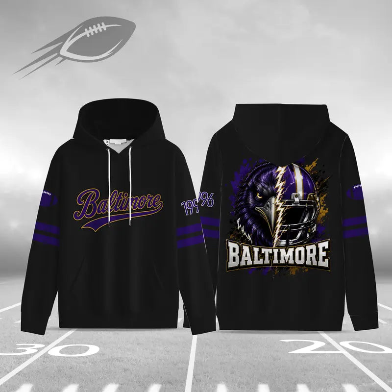 Unisex Football City Hoodie – Vintage Mascot Helmet Graphic Game Day Pullover Sweatshirt