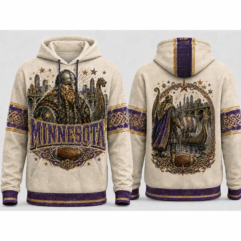 Vintage City Football Hoodie – Retro Game Day All-Over Print Pullover for Football Fans