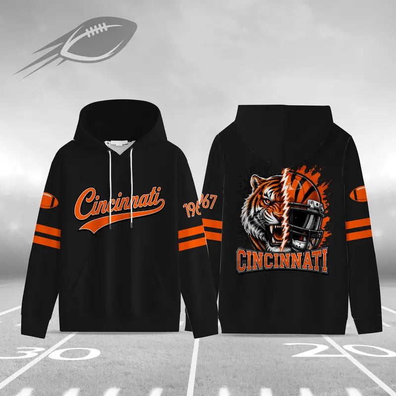 Unisex Football City Hoodie – Vintage Mascot Helmet Graphic Game Day Pullover Sweatshirt
