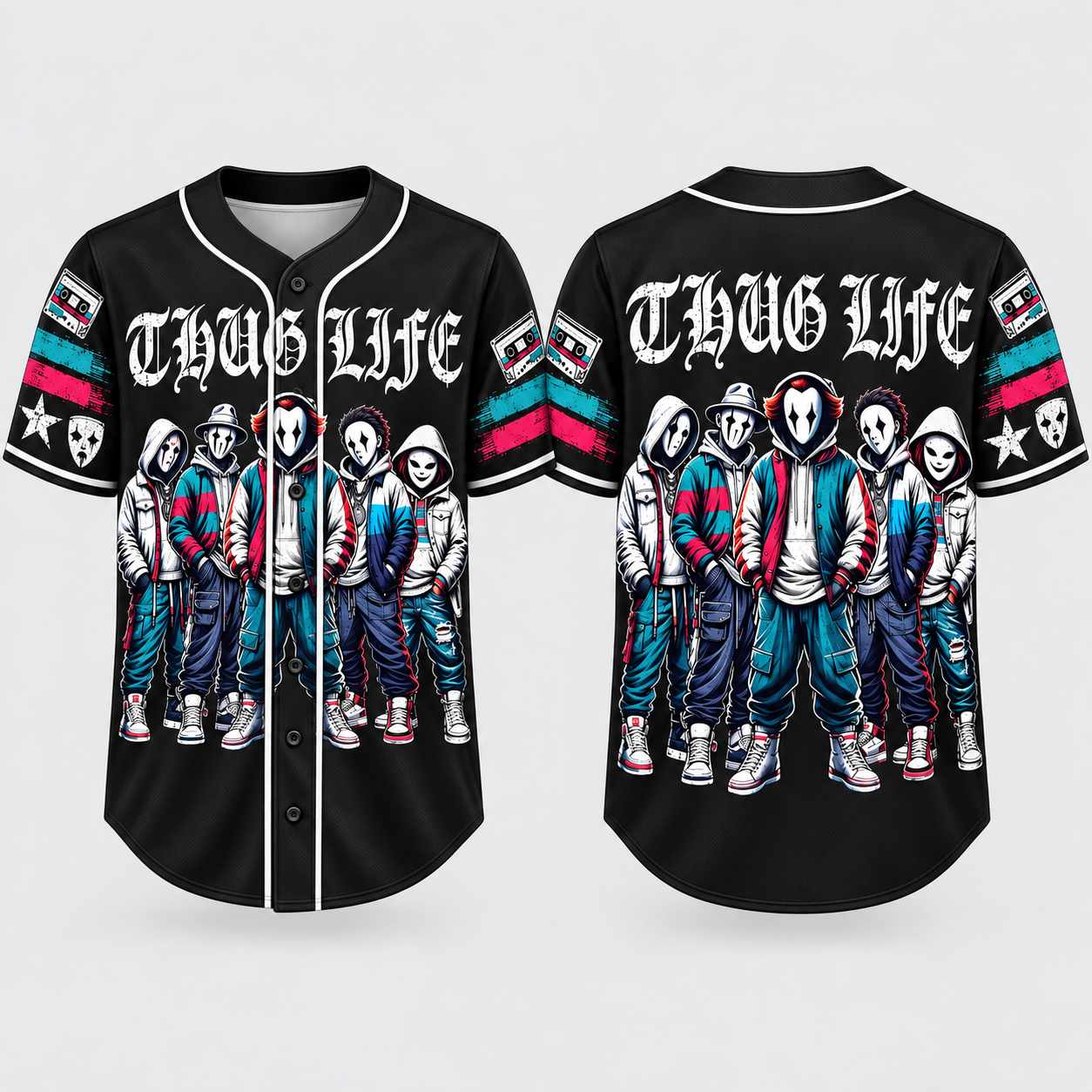 Thug Life Horror Slasher Baseball Jersey, Classic Horror Movie Shirt