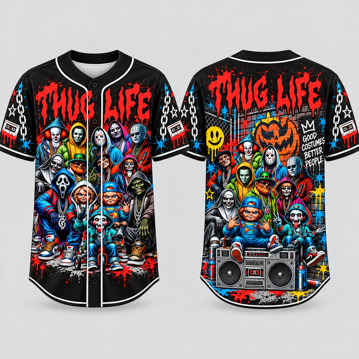 Thug Life Horror Slasher Baseball Jersey, Classic Horror Movie Shirt