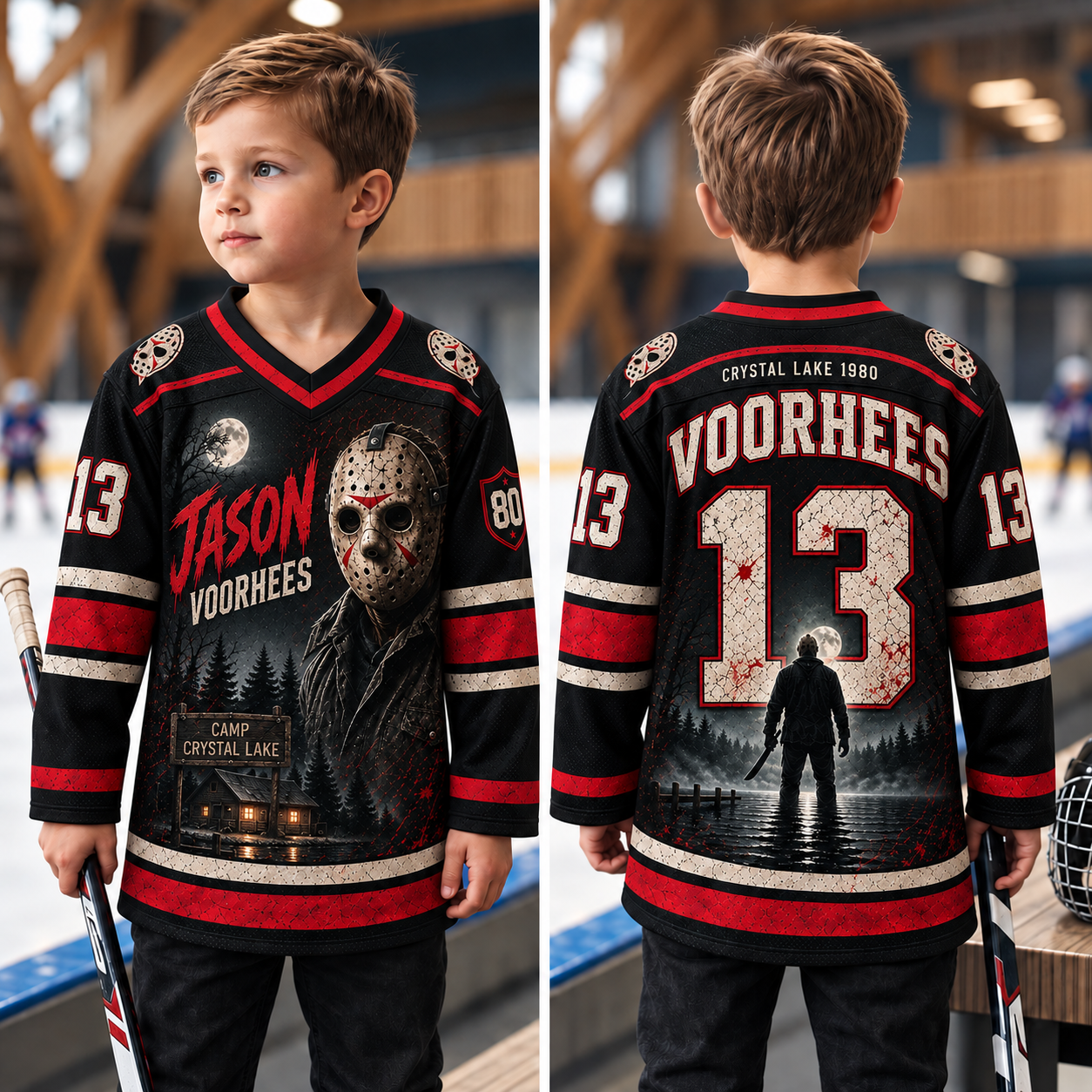 Kids Horror Hockey Jersey – Halloween Movie Inspired Graphic Sports Jersey
