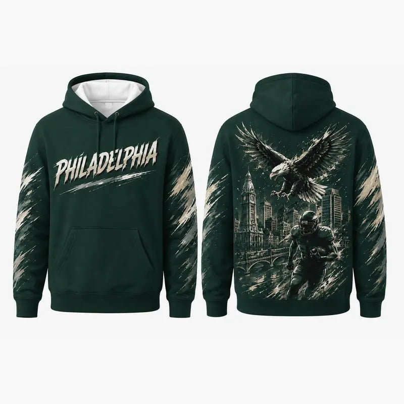 Football City Mascot Graphic Hoodie – Retro Game Day Fan Pullover