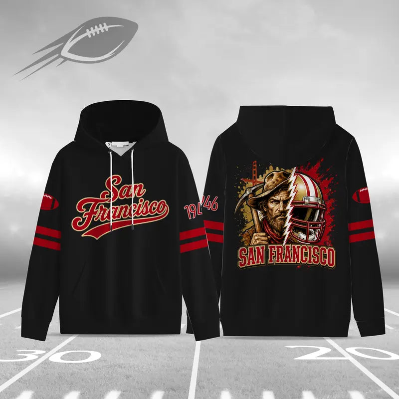 Unisex Football City Hoodie – Vintage Mascot Helmet Graphic Game Day Pullover Sweatshirt