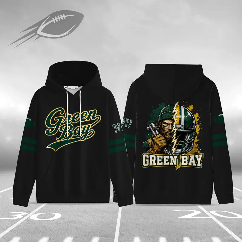Unisex Football City Hoodie – Vintage Mascot Helmet Graphic Game Day Pullover Sweatshirt