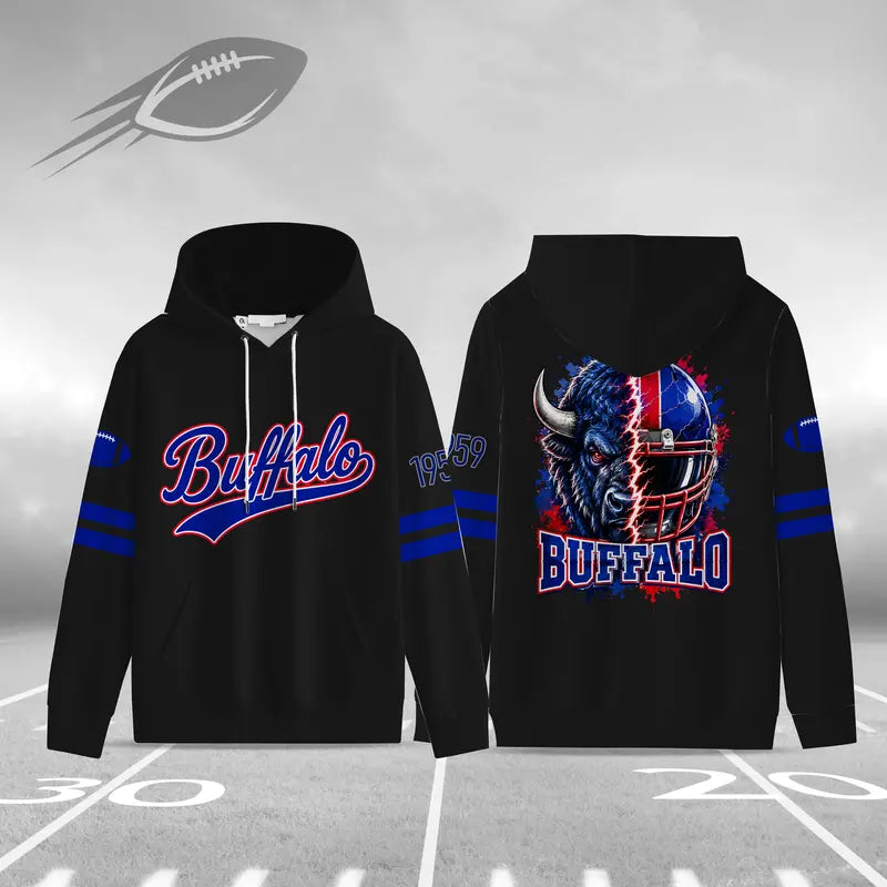 Unisex Football City Hoodie – Vintage Mascot Helmet Graphic Game Day Pullover Sweatshirt