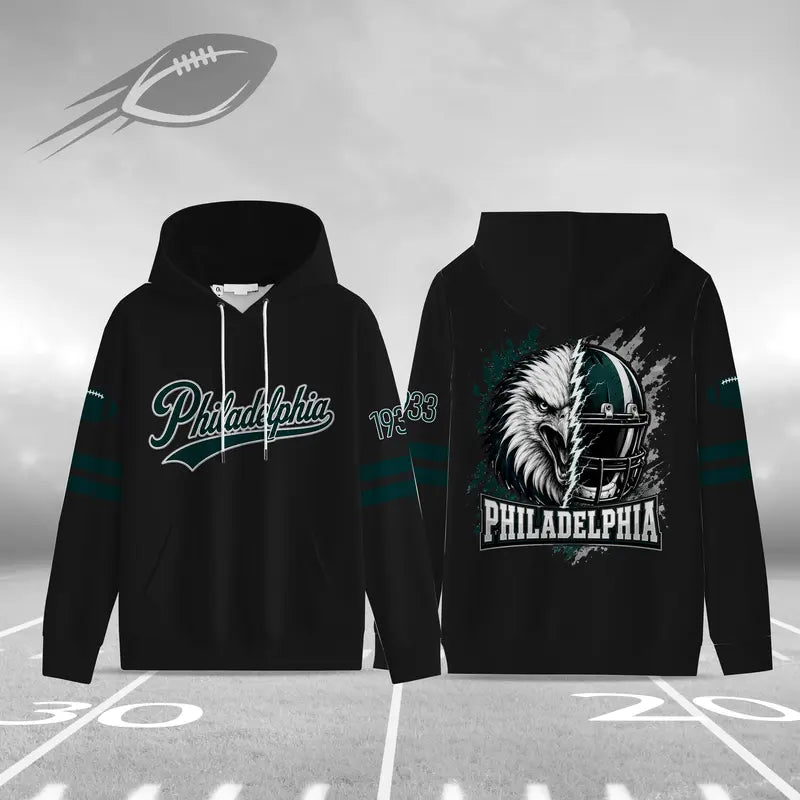 Unisex Football City Hoodie – Vintage Mascot Helmet Graphic Game Day Pullover Sweatshirt
