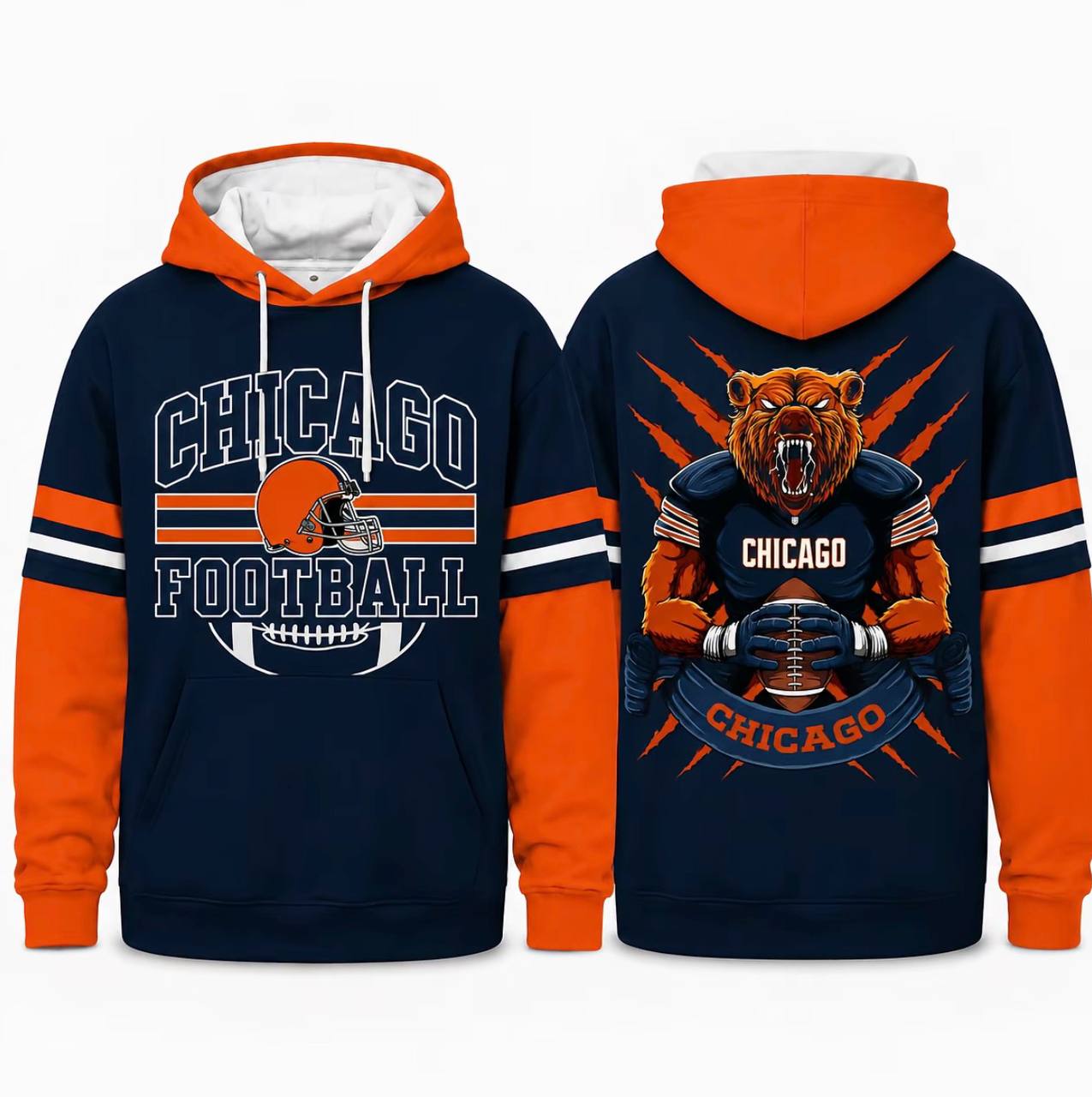 Retro Football Team Color Block Hoodie