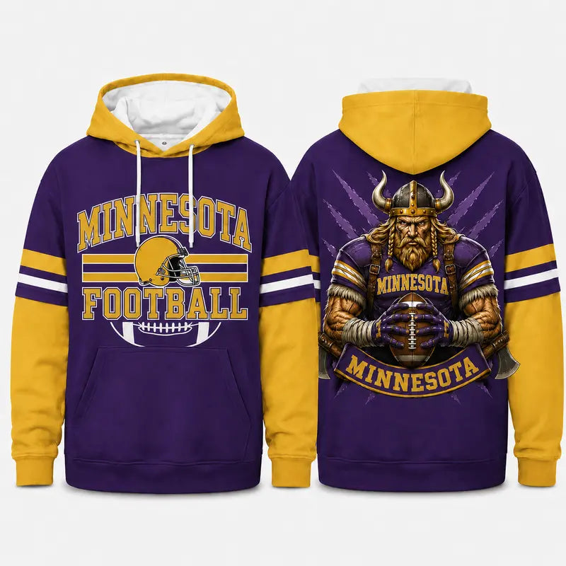 Retro Football Team Color Block Hoodie