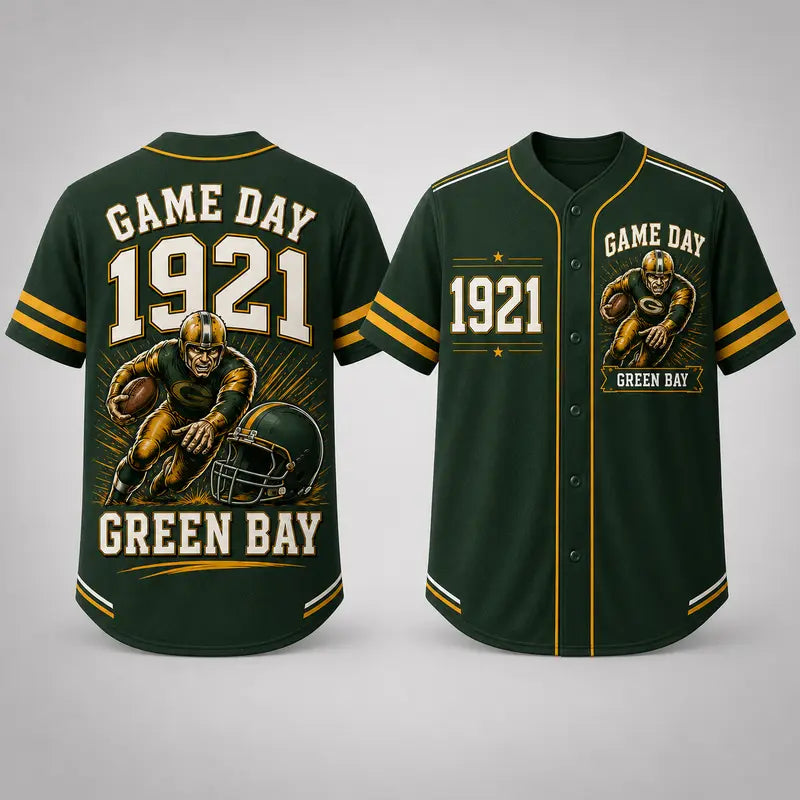 Men’s Retro Game Day Football Jersey – Short Sleeve Button Up Fan Shirt