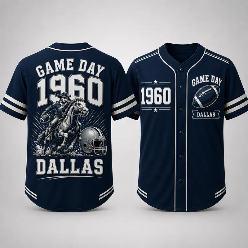 Men’s Retro Game Day Football Jersey – Short Sleeve Button Up Fan Shirt