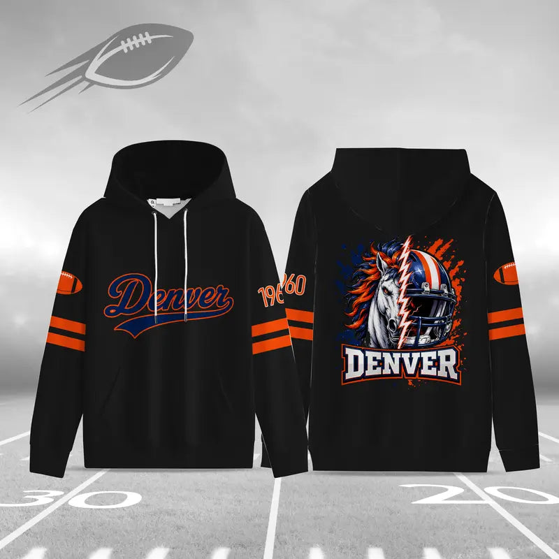 Unisex Football City Hoodie – Vintage Mascot Helmet Graphic Game Day Pullover Sweatshirt