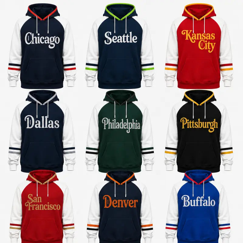 Vintage City Football Raglan Hoodie