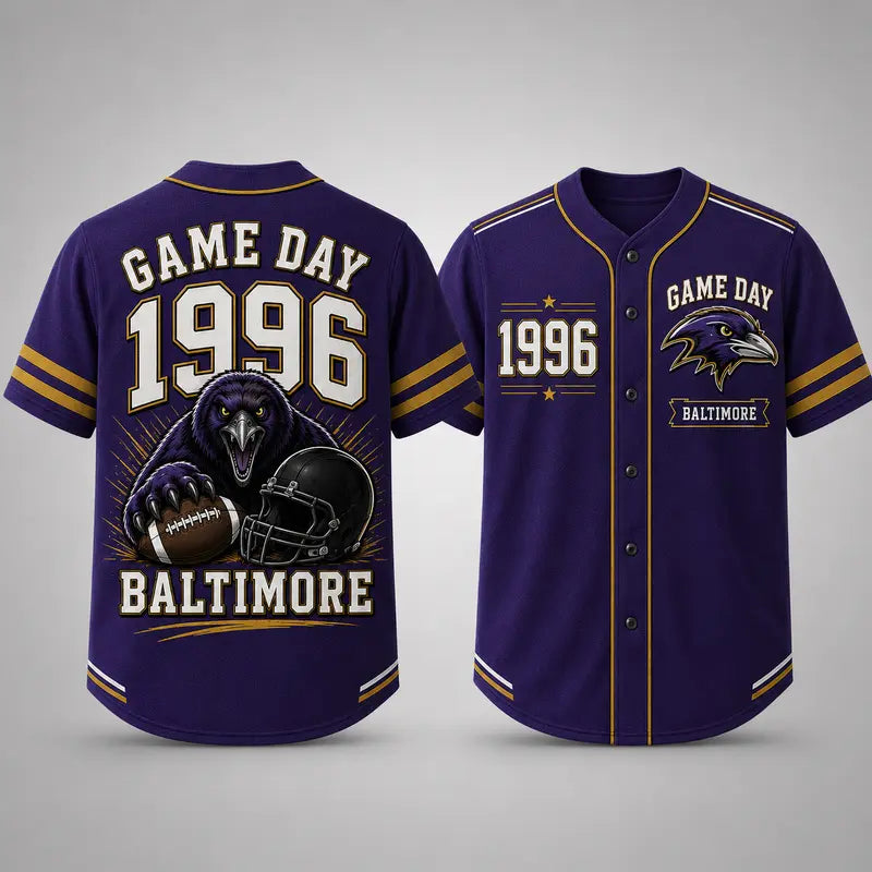 Men’s Retro Game Day Football Jersey – Short Sleeve Button Up Fan Shirt