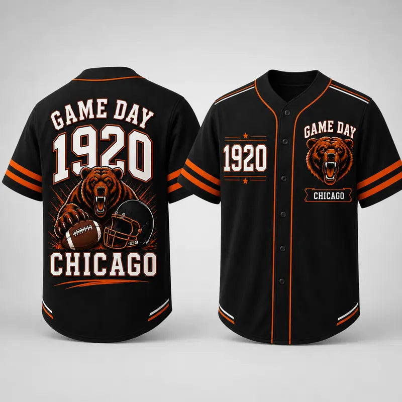 Men’s Retro Game Day Football Jersey – Short Sleeve Button Up Fan Shirt