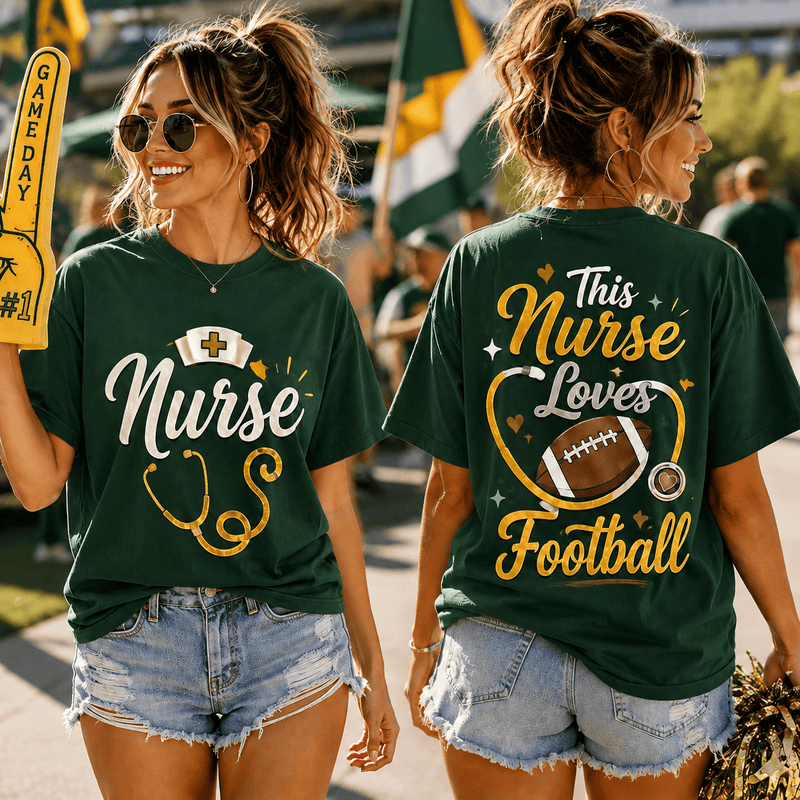 Nurse by Heart Football by Passion 3D T-Shirt