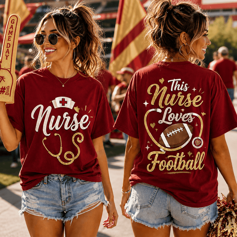 Nurse by Heart Football by Passion 3D T-Shirt