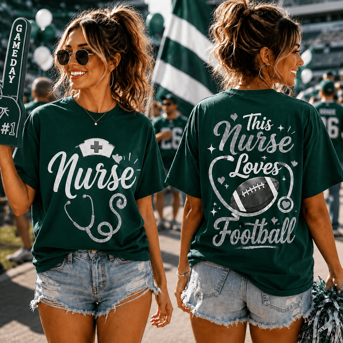 Nurse by Heart Football by Passion 3D T-Shirt