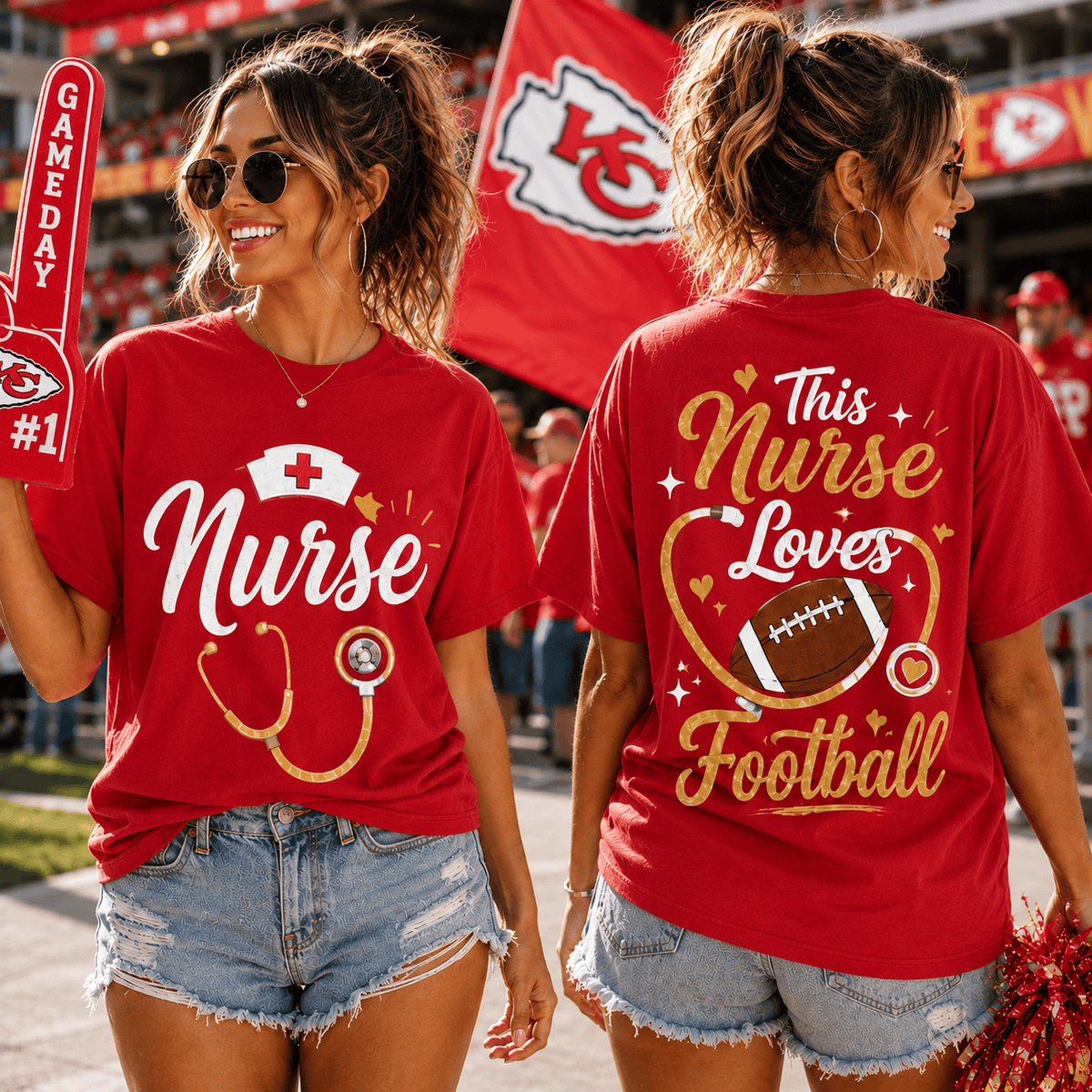 Nurse by Heart Football by Passion 3D T-Shirt