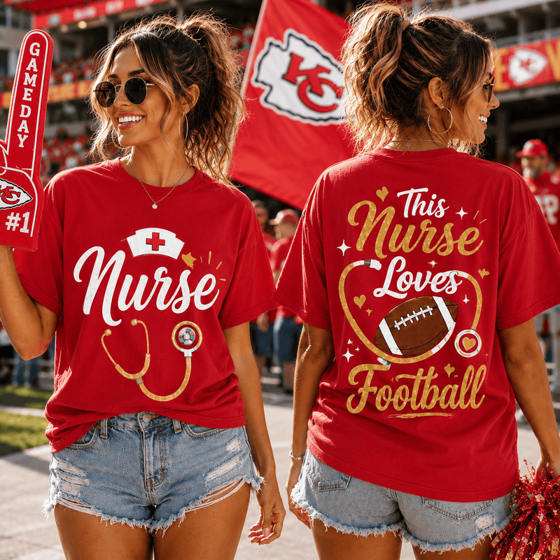 Nurse by Heart Football by Passion 3D T-Shirt