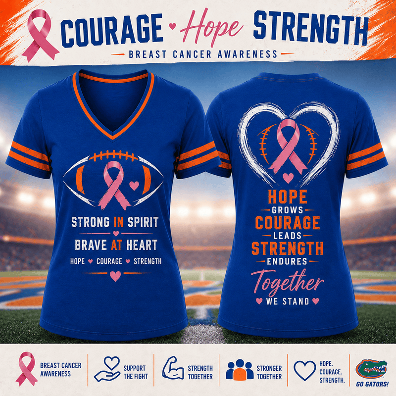 Strong in Spirit Pink Ribbon Football V-neck