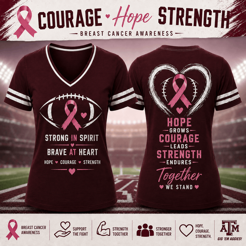 Strong in Spirit Pink Ribbon Football V-neck