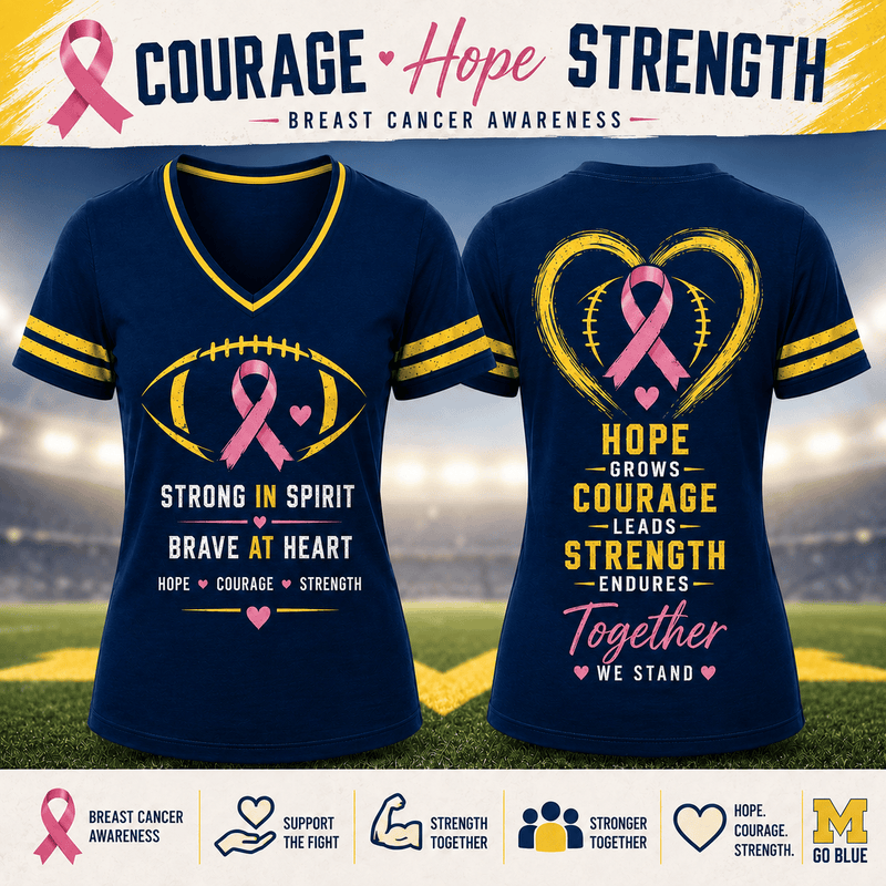 Strong in Spirit Pink Ribbon Football V-neck