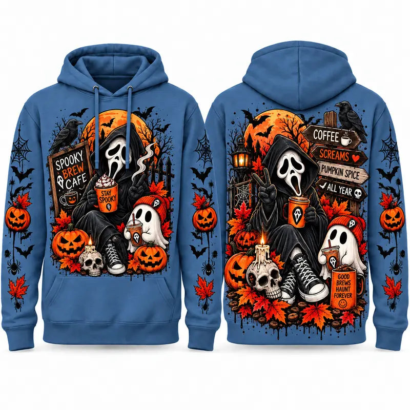 Unisex Halloween Horror Hoodie – Spooky Season Movie Graphic Pullover