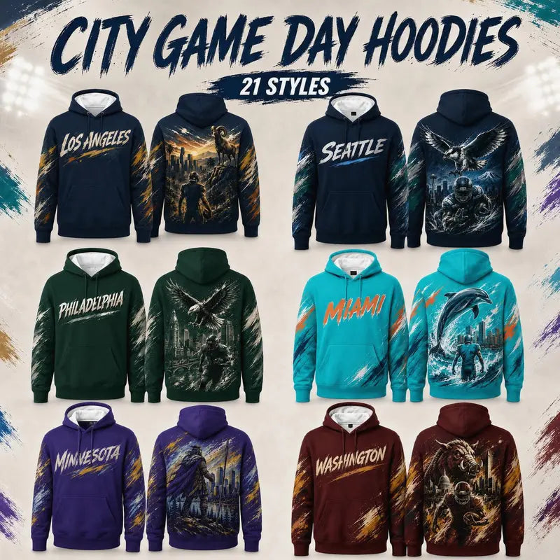 Football City Mascot Graphic Hoodie – Retro Game Day Fan Pullover
