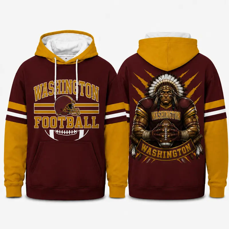 Retro Football Team Color Block Hoodie