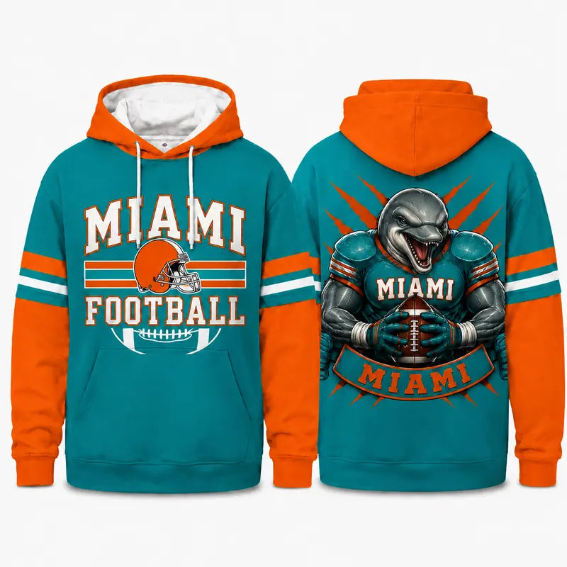 Retro Football Team Color Block Hoodie