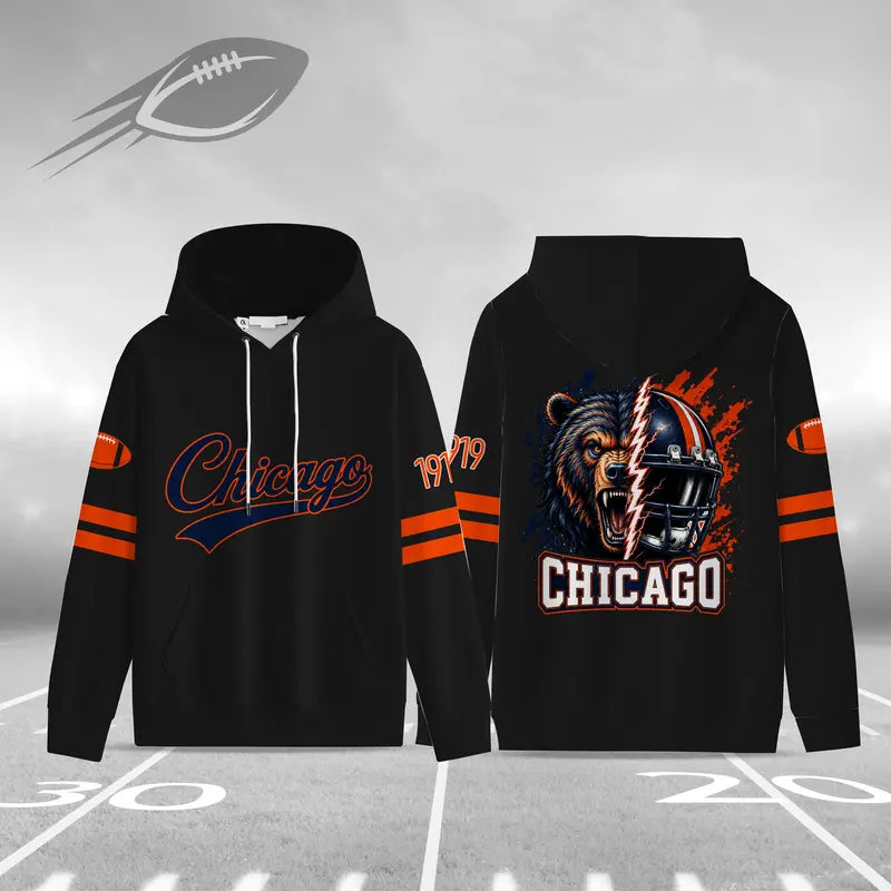 Unisex Football City Hoodie – Vintage Mascot Helmet Graphic Game Day Pullover Sweatshirt