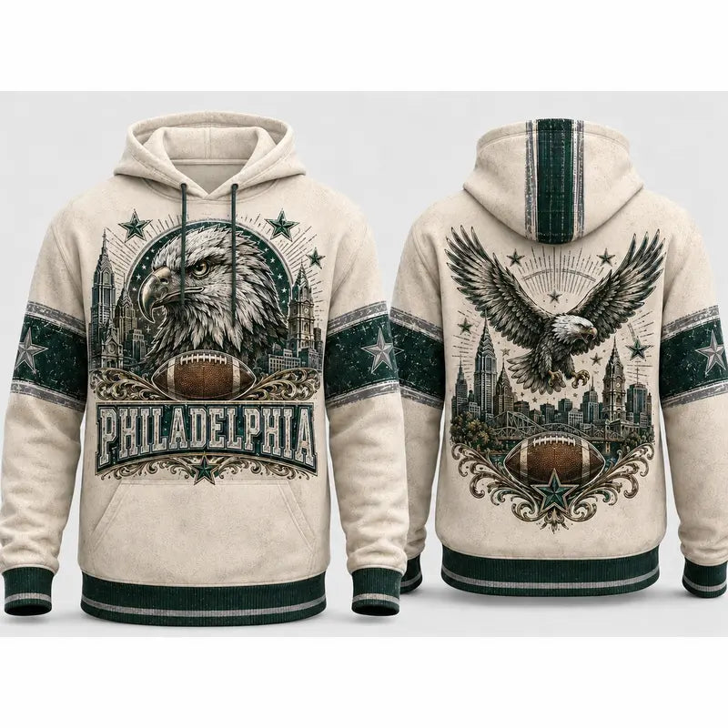 Vintage City Football Hoodie – Retro Game Day All-Over Print Pullover for Football Fans