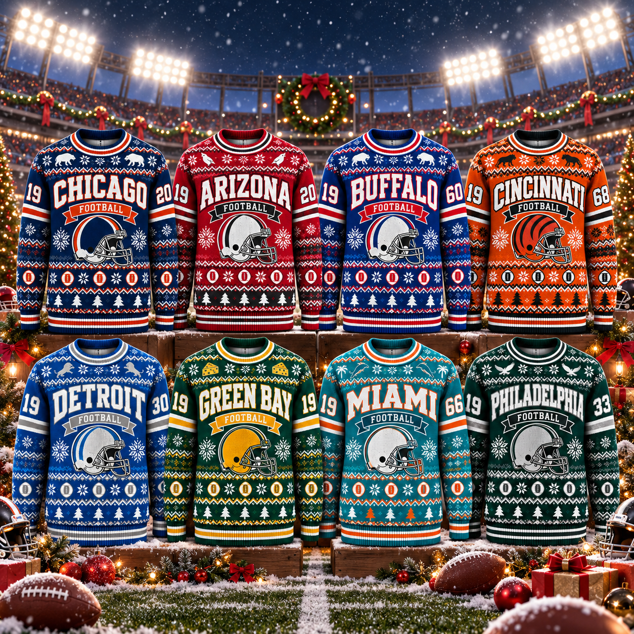 Football Team Football Ugly Sweater, Game Day Ugly Sweater For Football Lover
