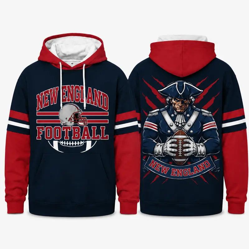 Retro Football Team Color Block Hoodie