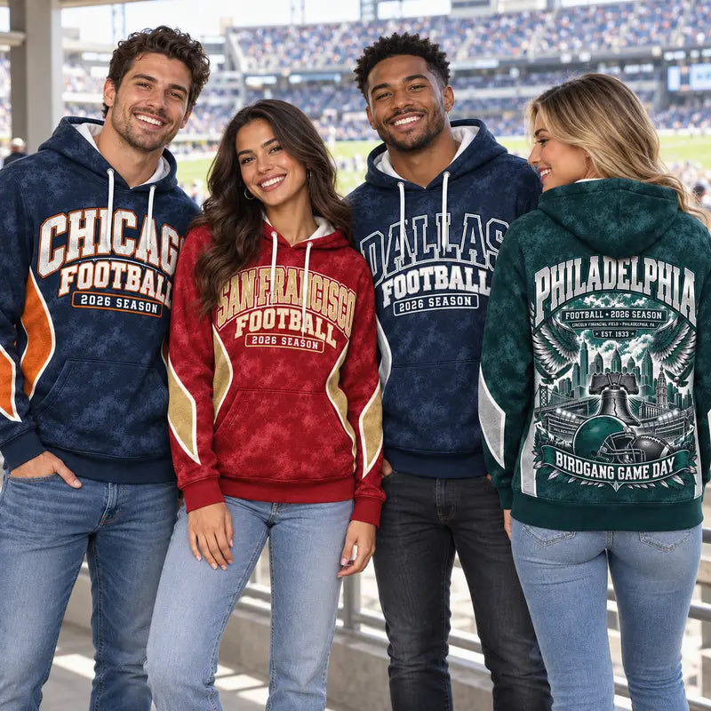 Game Day City Football Hoodie – Retro Helmet Graphic, 32 City Styles