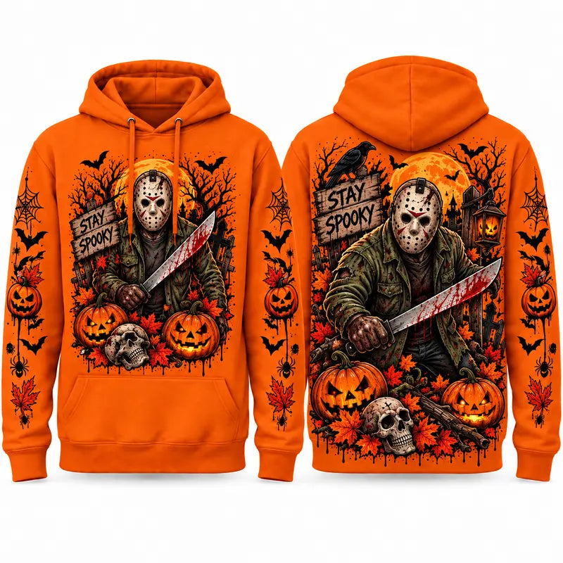 Unisex Halloween Horror Hoodie – Spooky Season Movie Graphic Pullover