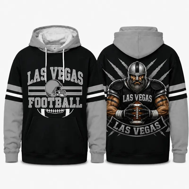 Retro Football Team Color Block Hoodie