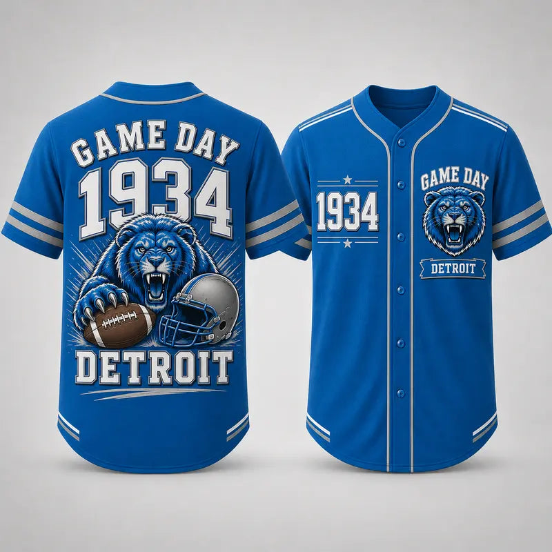 Men’s Retro Game Day Football Jersey – Short Sleeve Button Up Fan Shirt