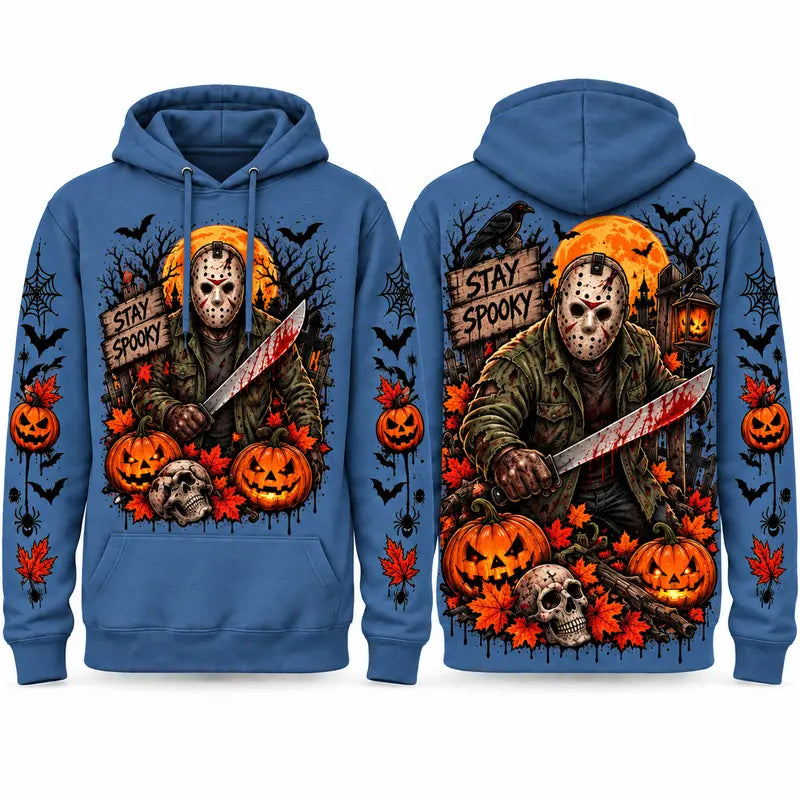 Unisex Halloween Horror Hoodie – Spooky Season Movie Graphic Pullover