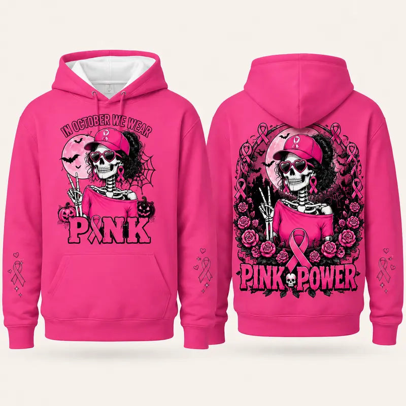 Pink Power Halloween Breast Cancer Hoodie