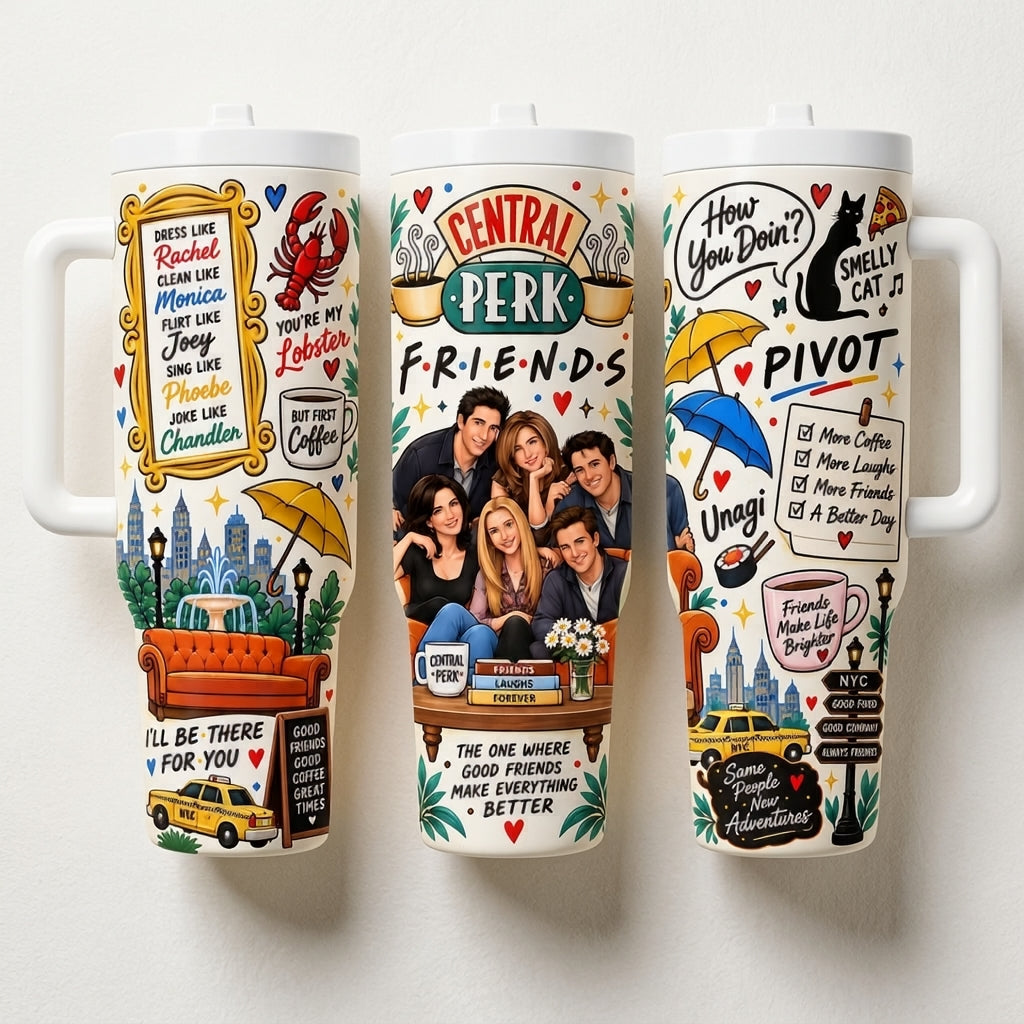 1 Pc 40oz Tumbler Friends Central Perk 40oz Stainless Steel Tumbler with Handle