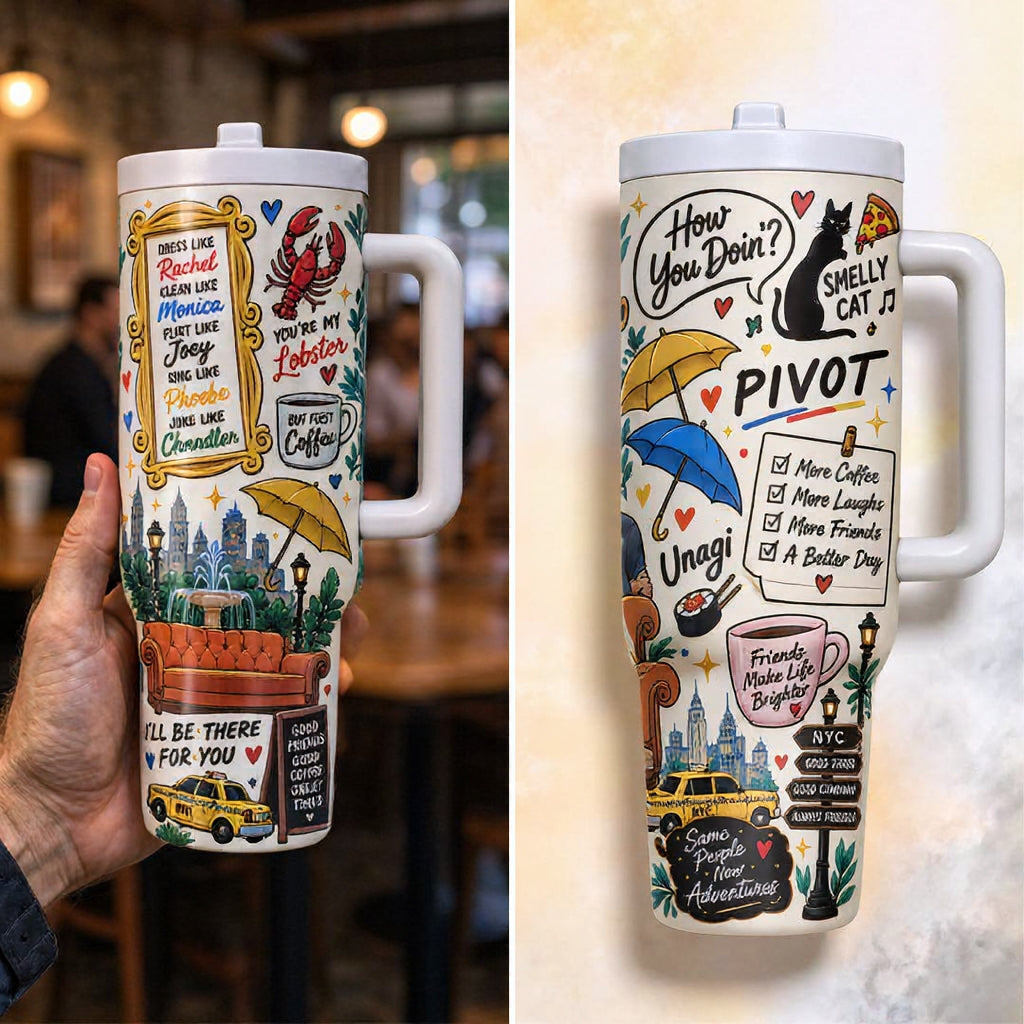 1 Pc 40oz Tumbler Friends Central Perk 40oz Stainless Steel Tumbler with Handle